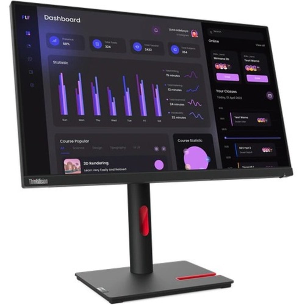 Lenovo ThinkVision T24i-30 24in Class Full HD LCD Monitor - 16:9 - 23.8in Viewable - In-plane Switching (IPS) Technology - WLED Backlight - 1920 x 1080 - 16.7 Million Colors - 250 Nit - 4 ms - HDMI - VGA - DisplayPort - USB Hub