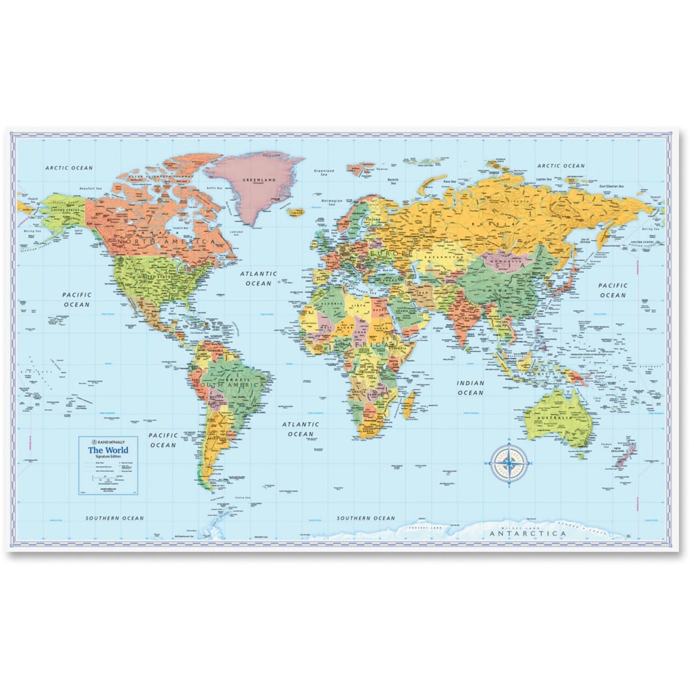 Rand McNally World Wall Map, 32in Width x 50in Height