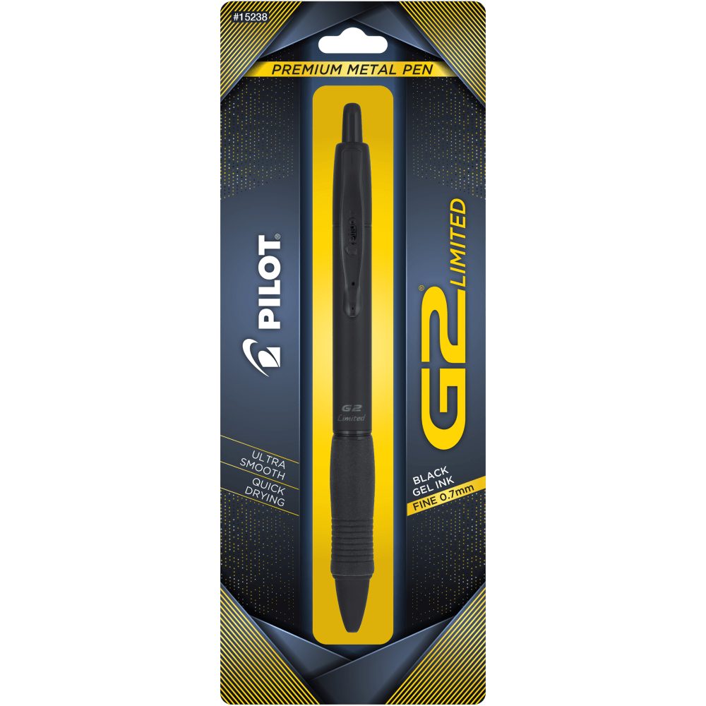 Pilot G2 Limited Gel Pen, Fine Point, 0.7 mm, Matte Black Barrels, Black Ink