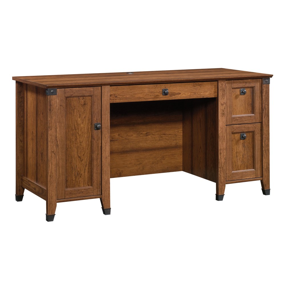 Sauder Carson Forge 60inW Computer Desk, Washington Cherry