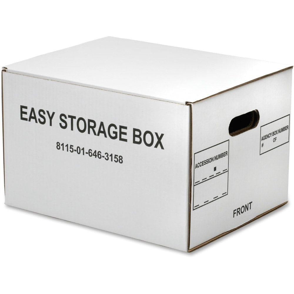 SKILCRAFT Easy Storage Boxes With Lift-Off Lids, Letter/Legal Size, 12in x 12in x 9 1/2in, White, Case Of 12 (AbilityOne 8115 01 646 3158)