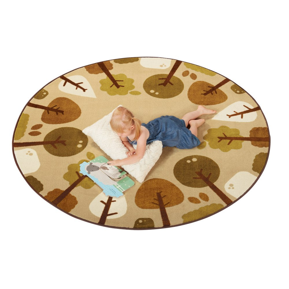 Carpets for Kids KIDSoft Tranquil Trees Decorative Round Rug, 6ft x 6ft, Tan