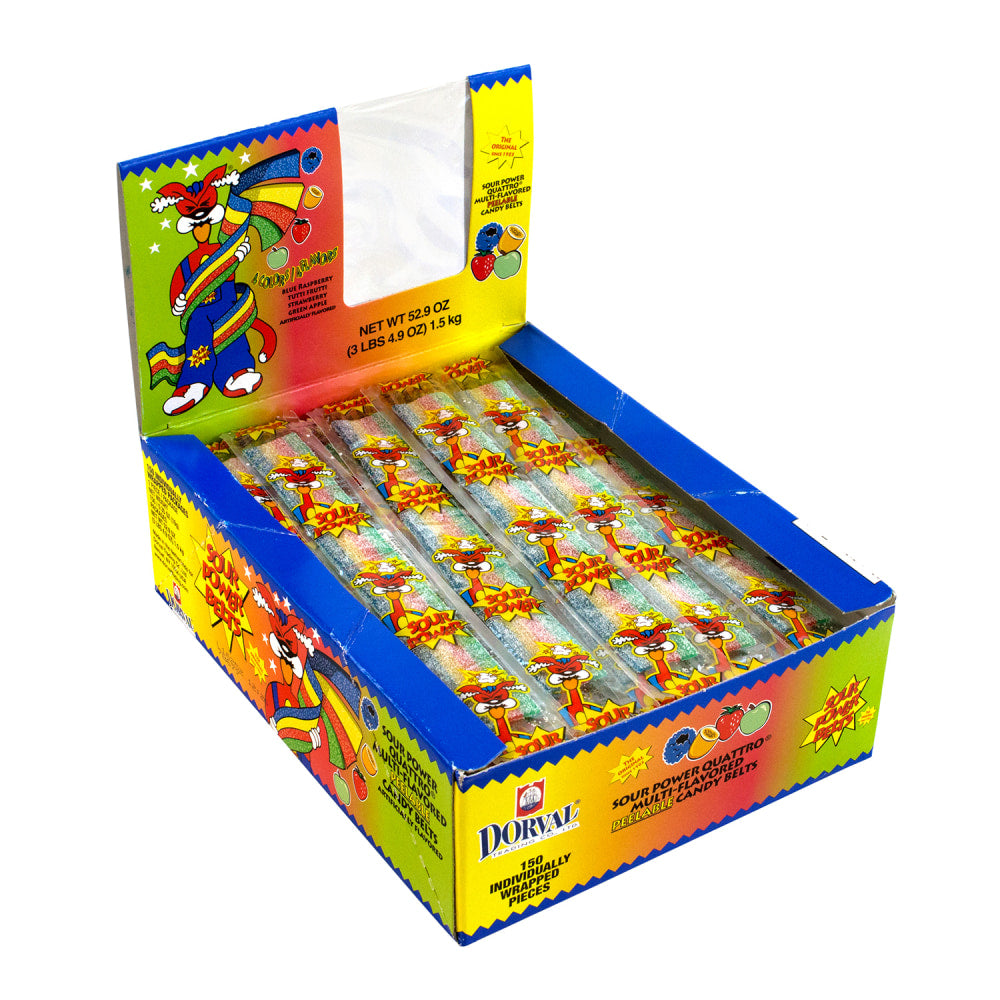 Sour Power Belts Quattro, Tub Of 150 Belts