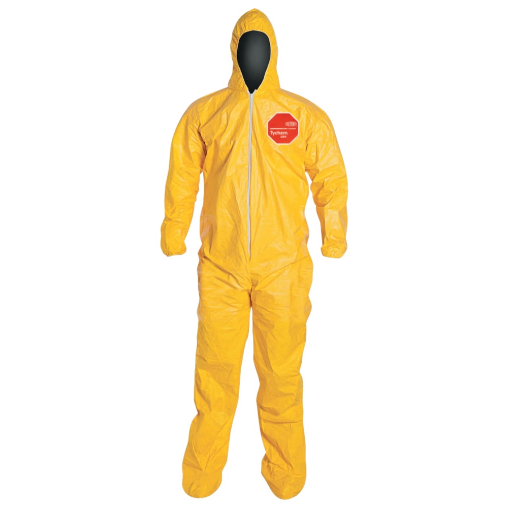 DuPont Tychem SL Coveralls With Attached Hood And Socks, 2X, White, Case Of 12