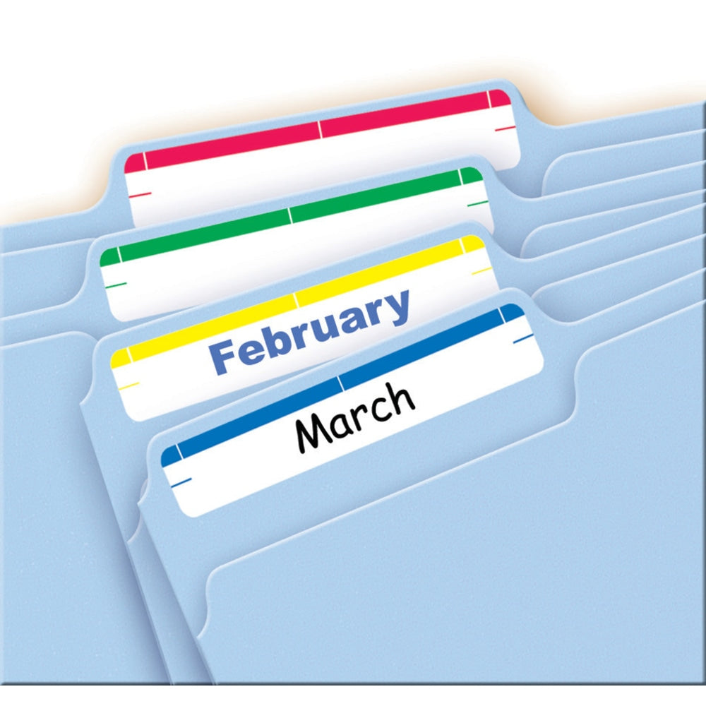 Avery File Folder Labels On 4in x 6in Sheet With Easy Peel, 5215, Rectangle, 2/3in x 3-7/16in, White With Assorted Color Bar (Dark Blue, Dark Red, Green, Yellow), Pack Of 252 Labels