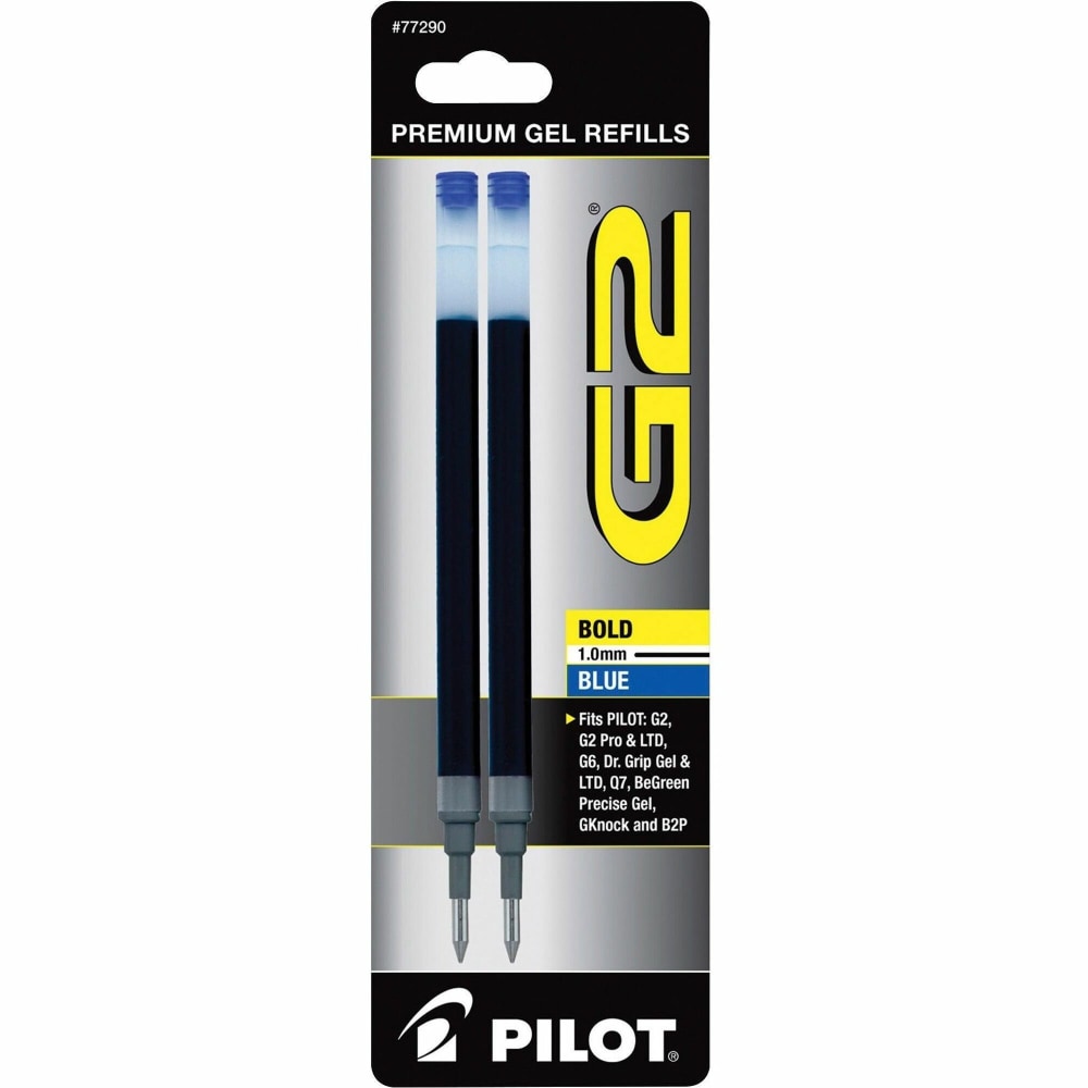 Pilot G2 Gel Refills, Bold Point, 1.0mm, Blue Ink, Pack of 2 Refills