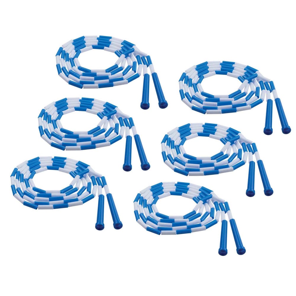 Champion Sports Plastic Segmented Jump Ropes, 9ft, Blue/White, Pack Of 6 Jump Ropes