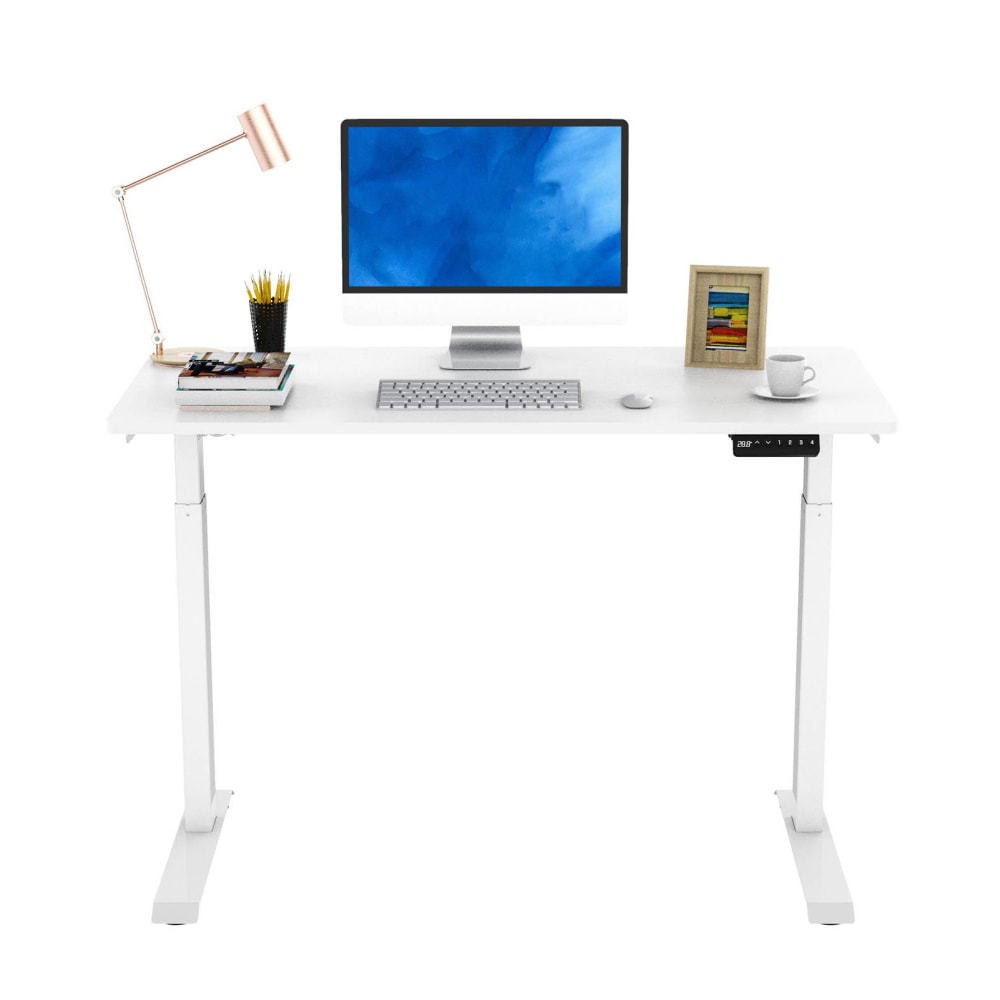 FlexiSpot E9 Quick-Install Metal Electric 48inW Height-Adjustable Standing Desk, White