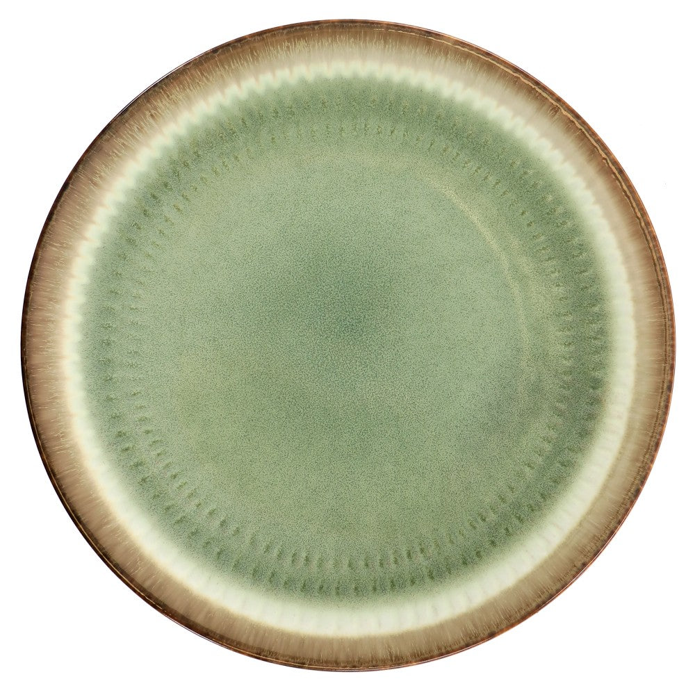 Gibson Elite Moonstruck 16-Piece Ceramic Dinnerware Set, Green