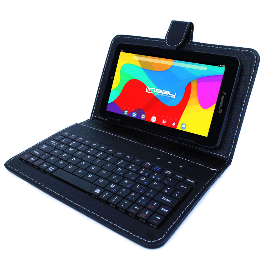 Linsay F7 Tablet, 7in Screen, 2GB Memory, 64GB Storage, Android 13, Black Keyboard