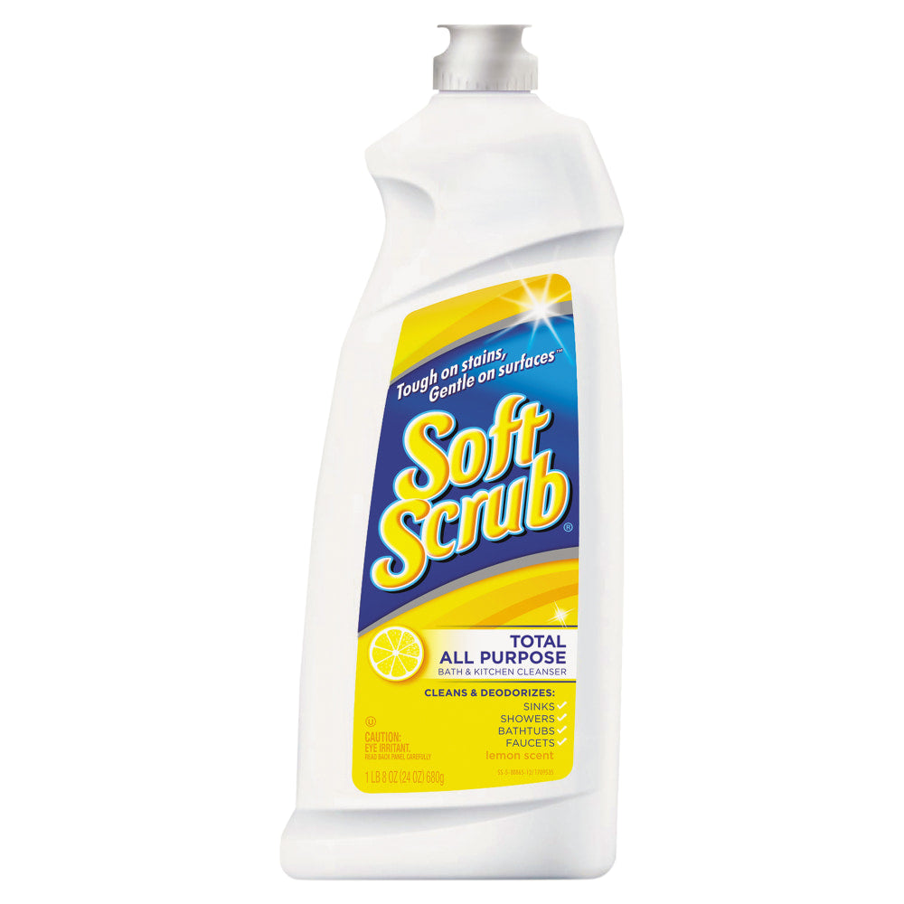 Soft Scrub Total All-Purpose Bath And Kitchen Cleaner, Lemon Scent, 24 Oz Bottle