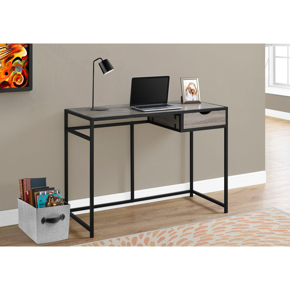 Monarch Specialties 43inW Metal Computer Desk, Black/Dark Taupe