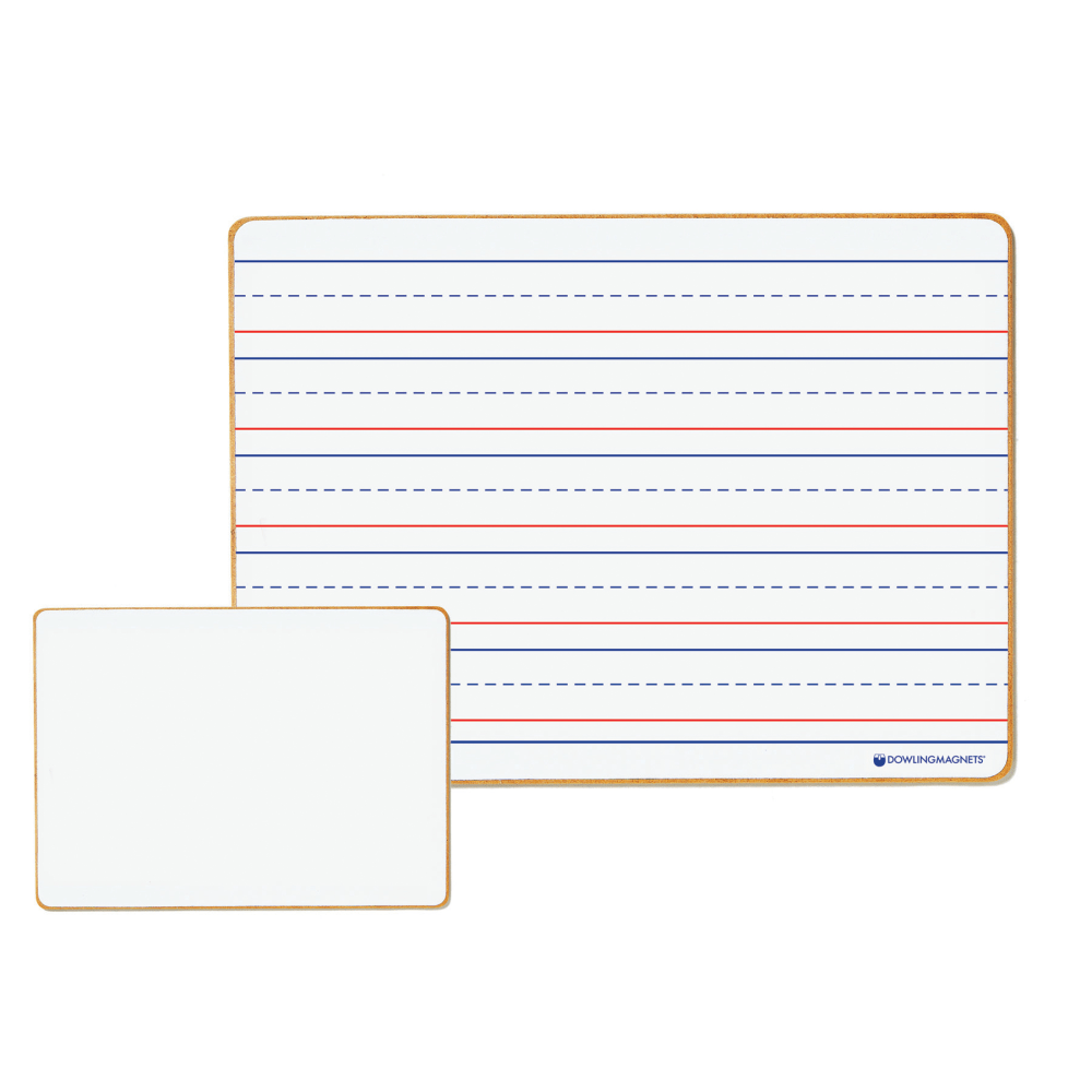 Dowling Magnets Magnetic Dry-Erase Lined & Blank Boards, 12in x 8-3/4in, White, Set Of 5 Boards