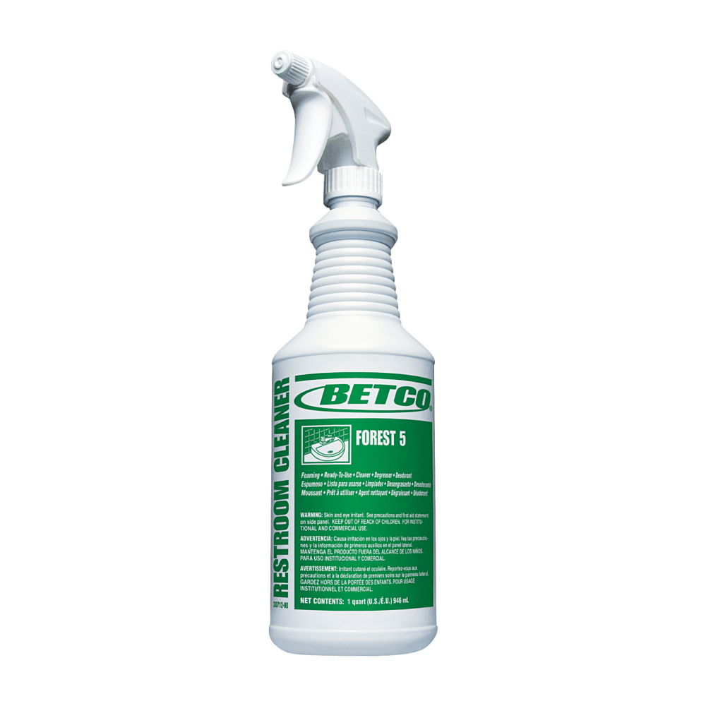 Betco Forest 5 Foaming Cleaner, Mint, 32 Oz Bottle, Straw, Case Of 12