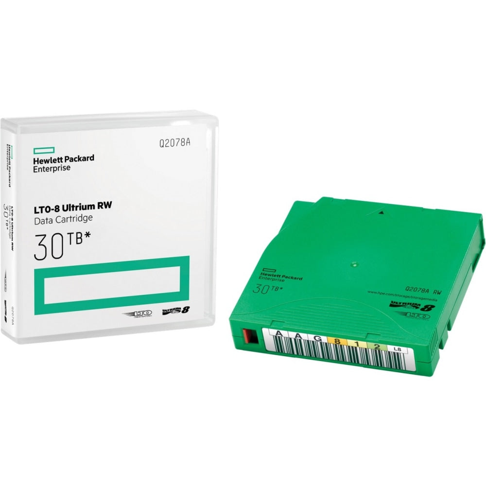 HPE LTO-8 Ultrium 30TB RW Data Cartridge - LTO-8 - Rewritable - 12 TB (Native) / 30 TB (Compressed) - 3149.61 ft Tape Length - 1 Pack