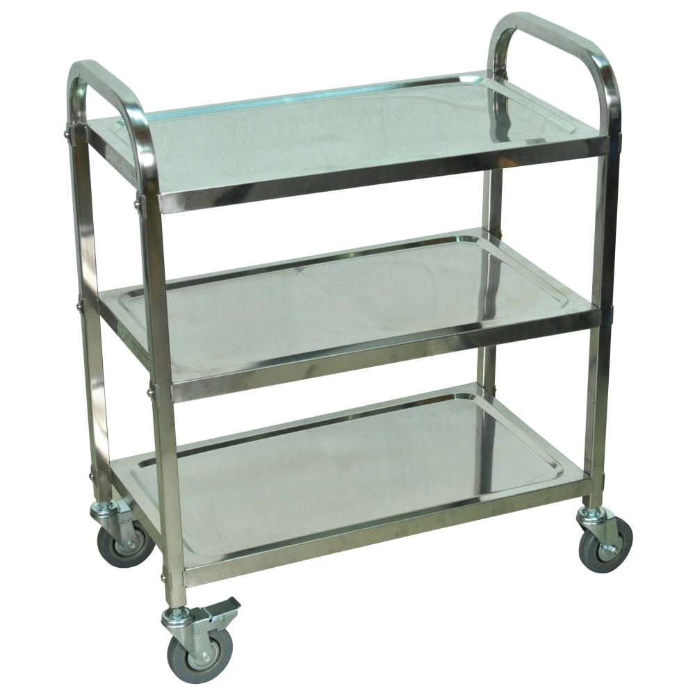 Luxor L100S3 Stainless-Steel 3-Shelf Kitchen Cart, 35inH x 26inW x 16inD, Silver