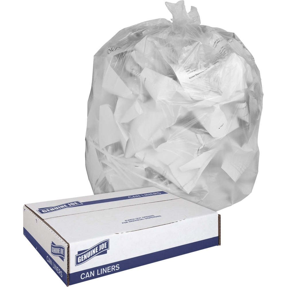 Genuine Joe Super Hexene Clear Trash Can Liners, 30 Gallons, 30in x 36in, Box Of 250