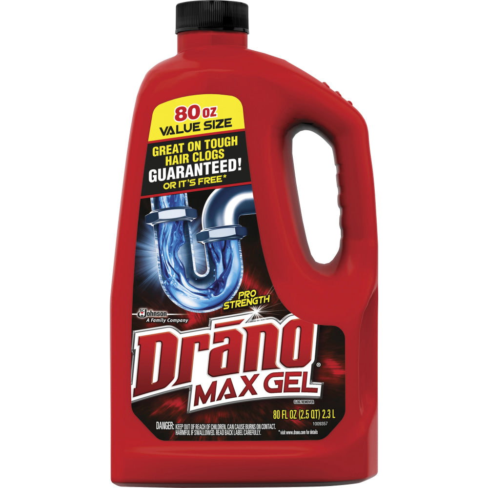 Drano Max Gel Clog Remover, 80 Oz, Pack Of 6 Bottles