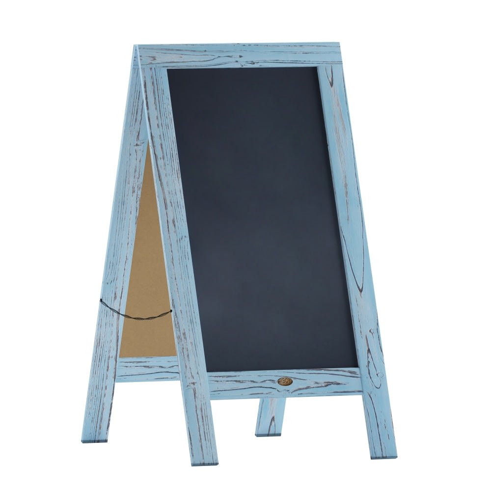 Flash Furniture Canterbury Vintage Wooden A-Frame Magnetic Indoor/Outdoor Chalkboard Sign, Porcelain Steel, 40in x 20in, Robin Blue Frame