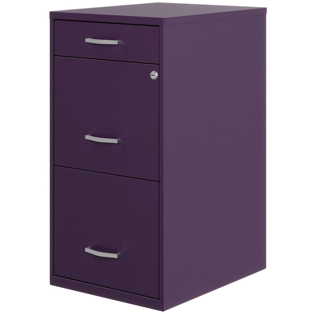 Realspace SOHO Organizer 18inD Vertical 3-Drawer File Cabinet, Purple