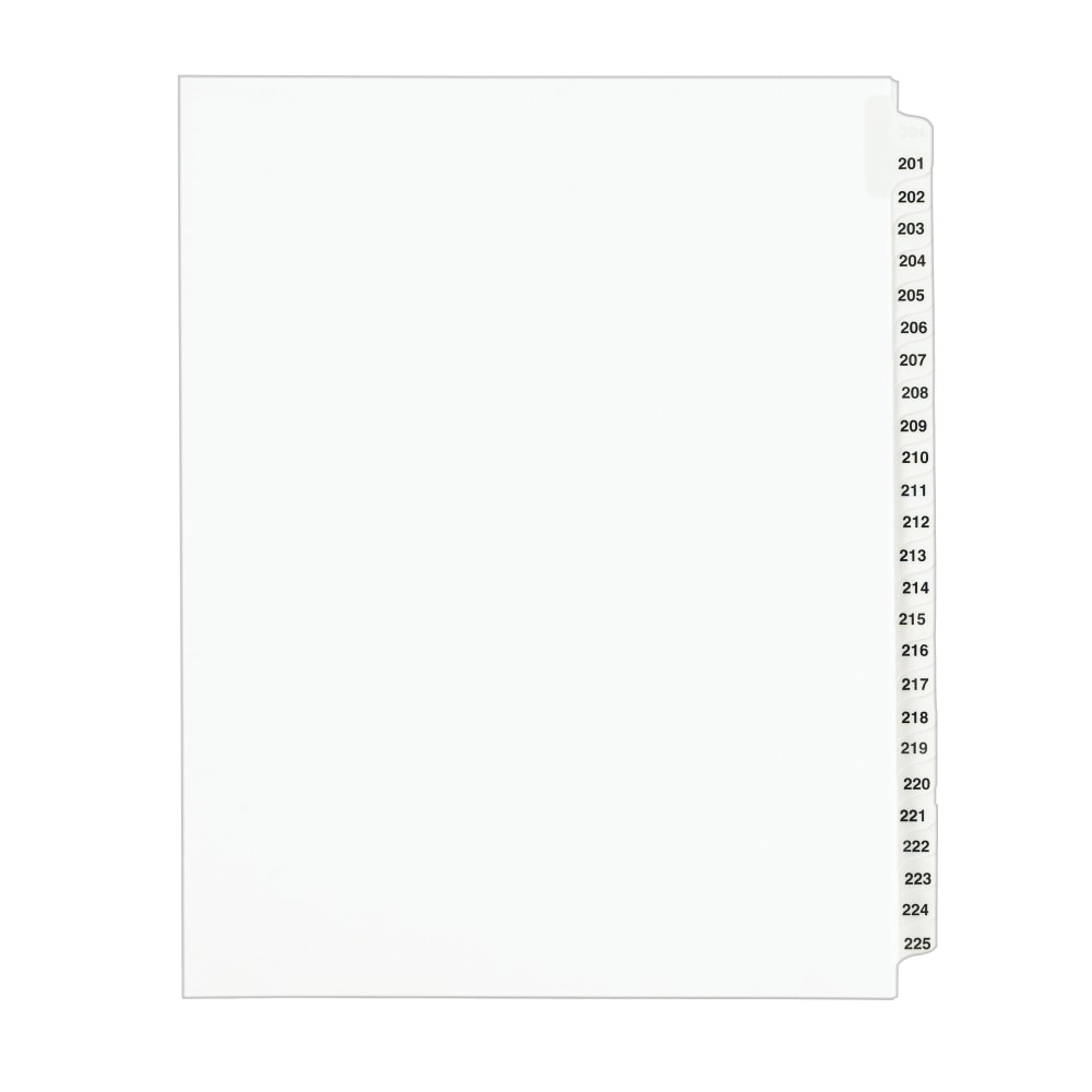 Avery Standard Collated Legal Dividers Avery Style, 8 1/2in x 11in, White Dividers/White Tabs, 201-225 Tab Set, Pack Of 25