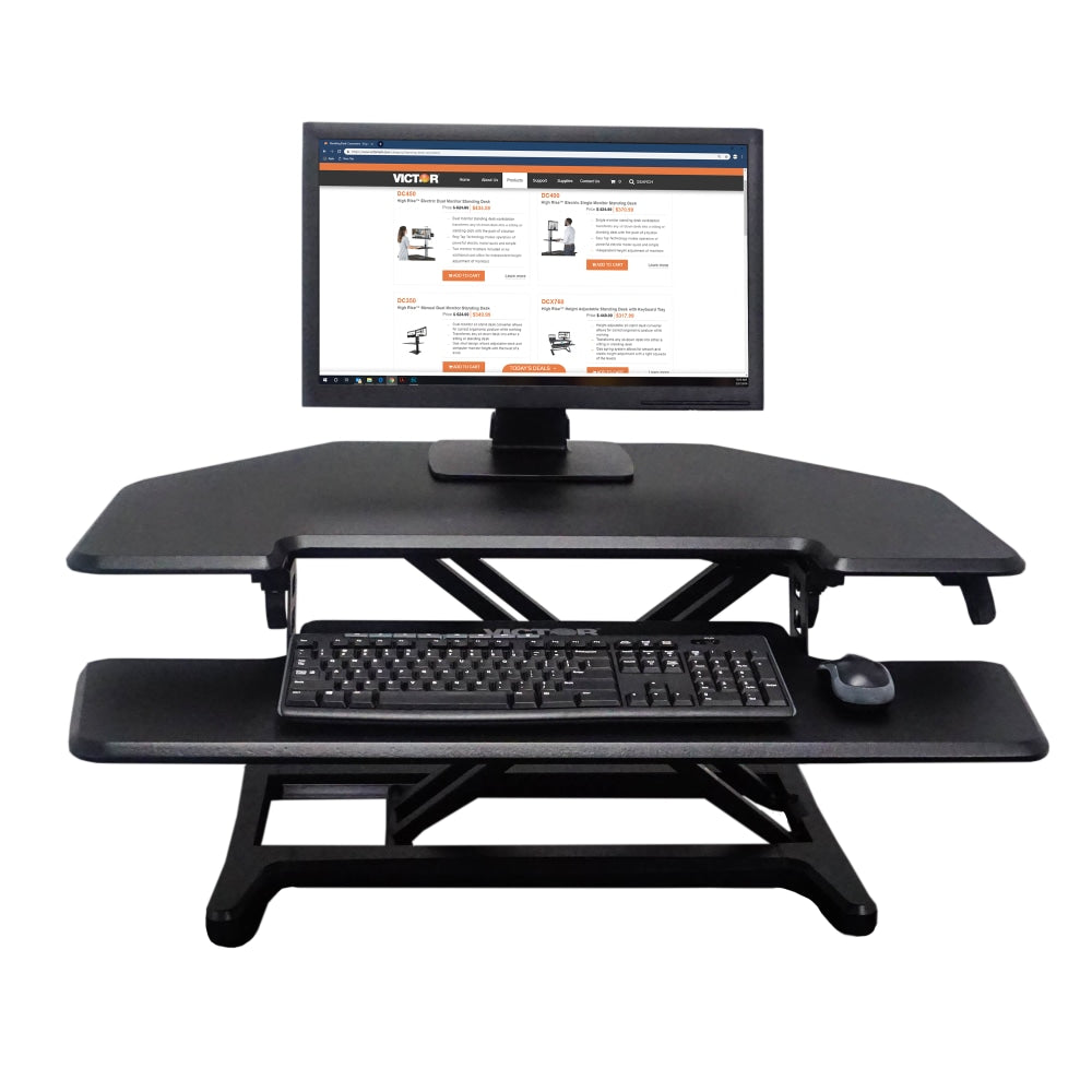 Victor High Rise DCX650 Electric Corner Standing Desk Converter, Black