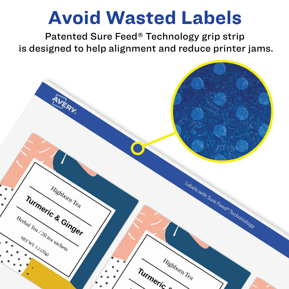 Avery Print-to-the-Edge Labels With Sure Feed Technology, 8293, Round, 1-1/2in, Pack Of 400 Labels