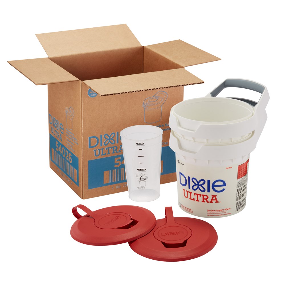 Dixie Closed-System Wipe Dispenser Bucket, 8-15/16inH x 10inW x 8-1/16inD, White