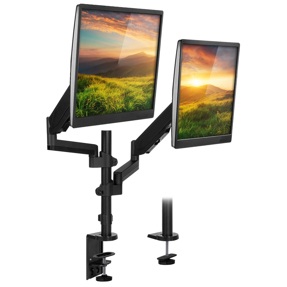 Mount-It! MI-4762 Dual-Monitor Arm Desk Mount, 17inH x 10inW x 4.3inD, Black