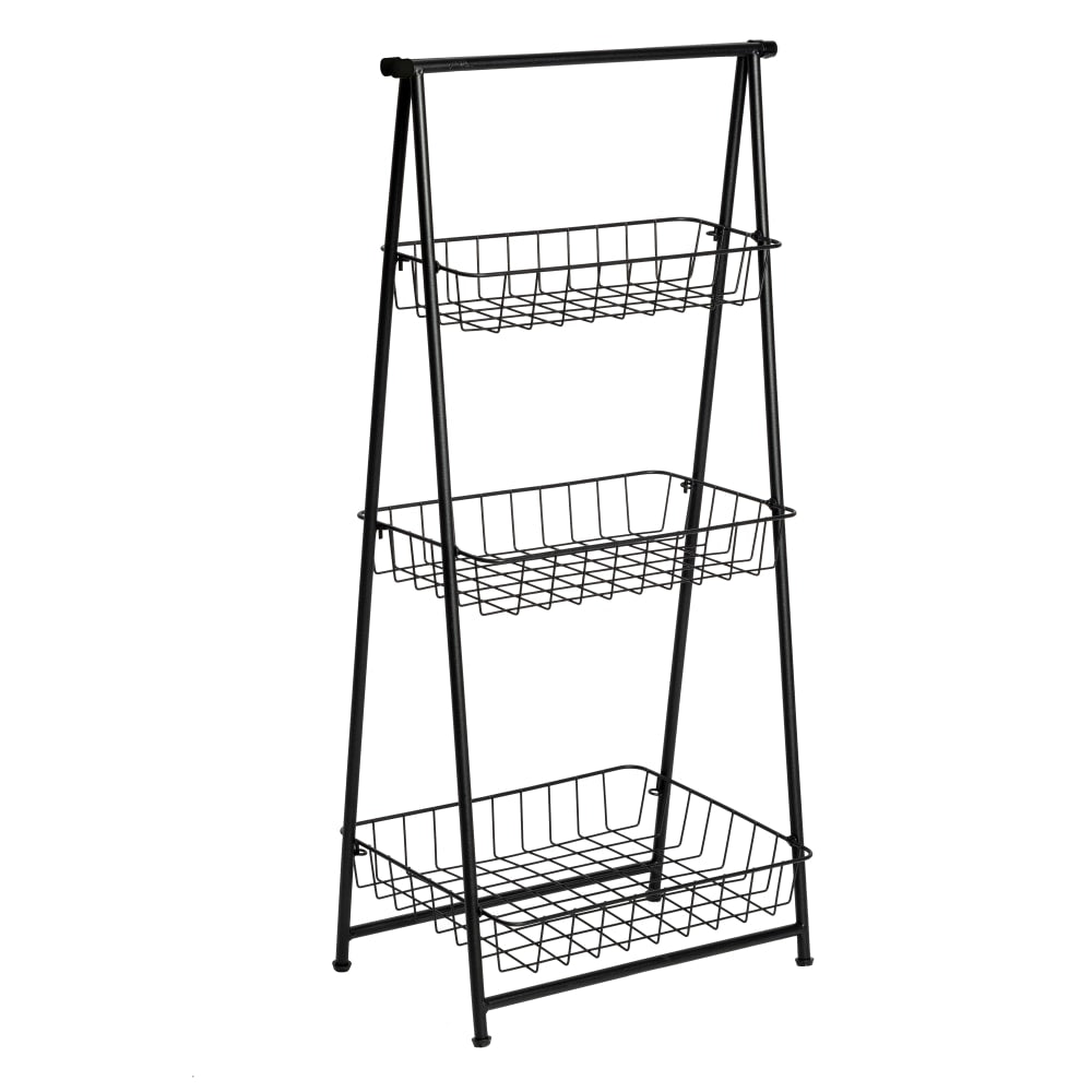 Honey Can Do Folding A-Frame Entryway Shelf, 3 Tiers, 35-13/16inH x 17-5/16inW x 11-13/16inD, Black