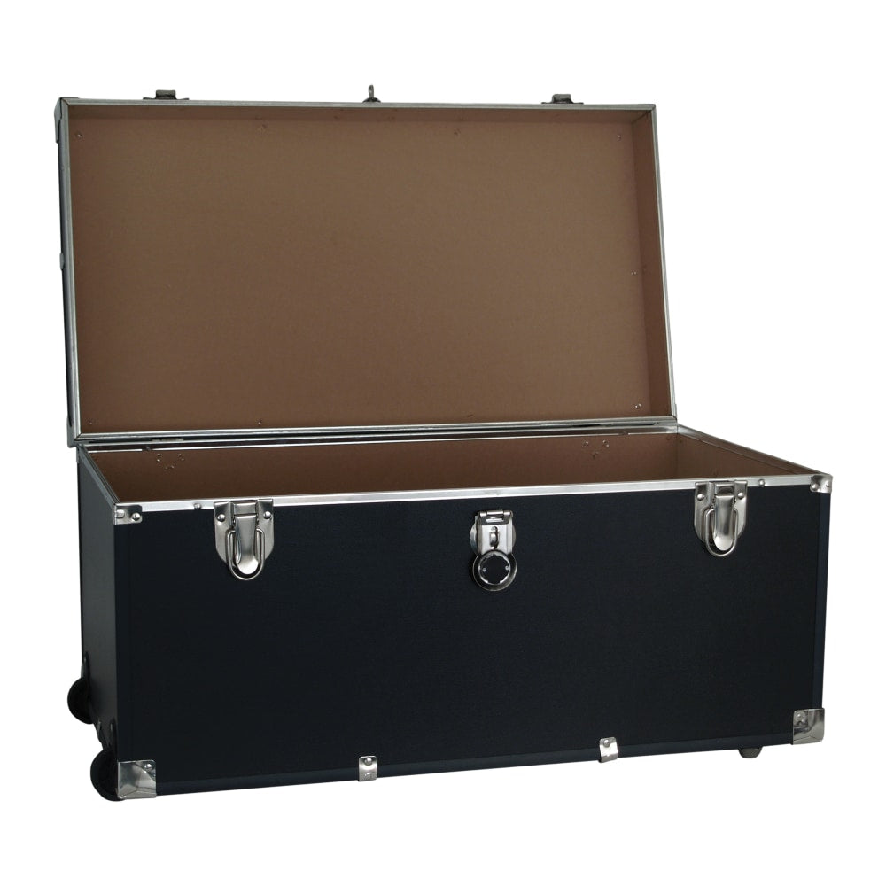 Seward Traveler Trunk With Wheels And Lock, 12 1/4in x 31in x 15 3/4in, Black