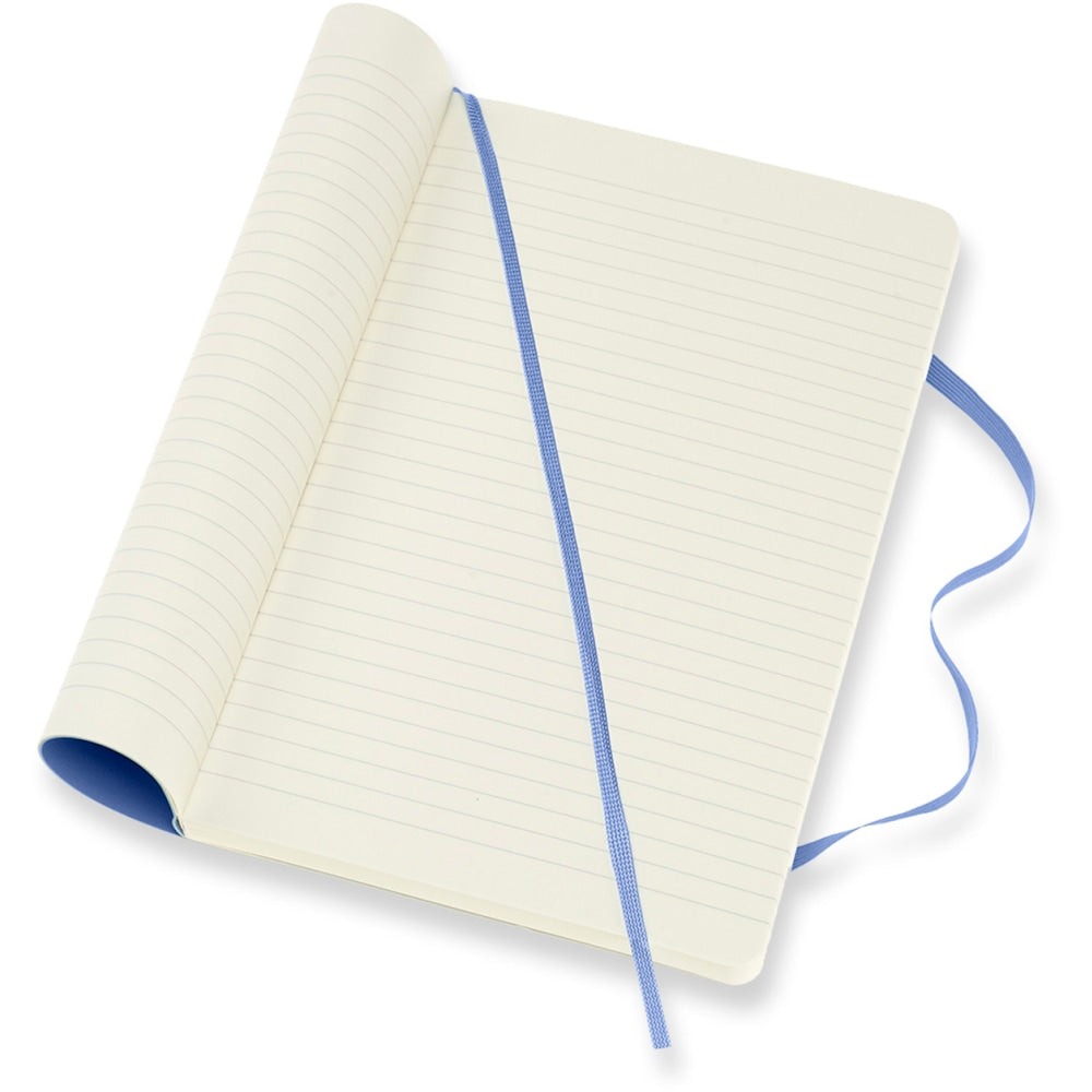 Moleskine Classic Notebook, Large, 5in x 8-1/4in, Ruled, 192 Pages, Soft Cover, Hydrangea Blue