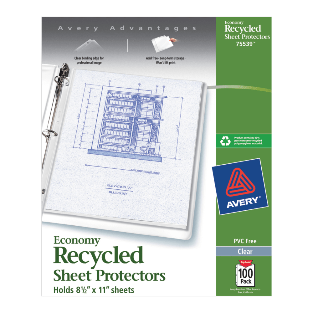 Avery Economy Weight Sheet Protectors, 8 1/2in x 11in, Top Loading, Pack Of 100