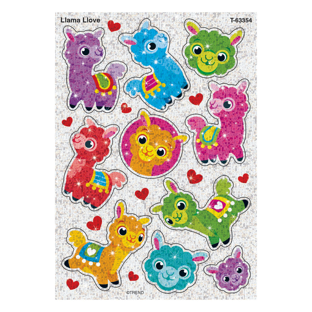 Trend Sparkle Stickers, Llama Love, 20 Stickers Per Pack, Set Of 6 Packs