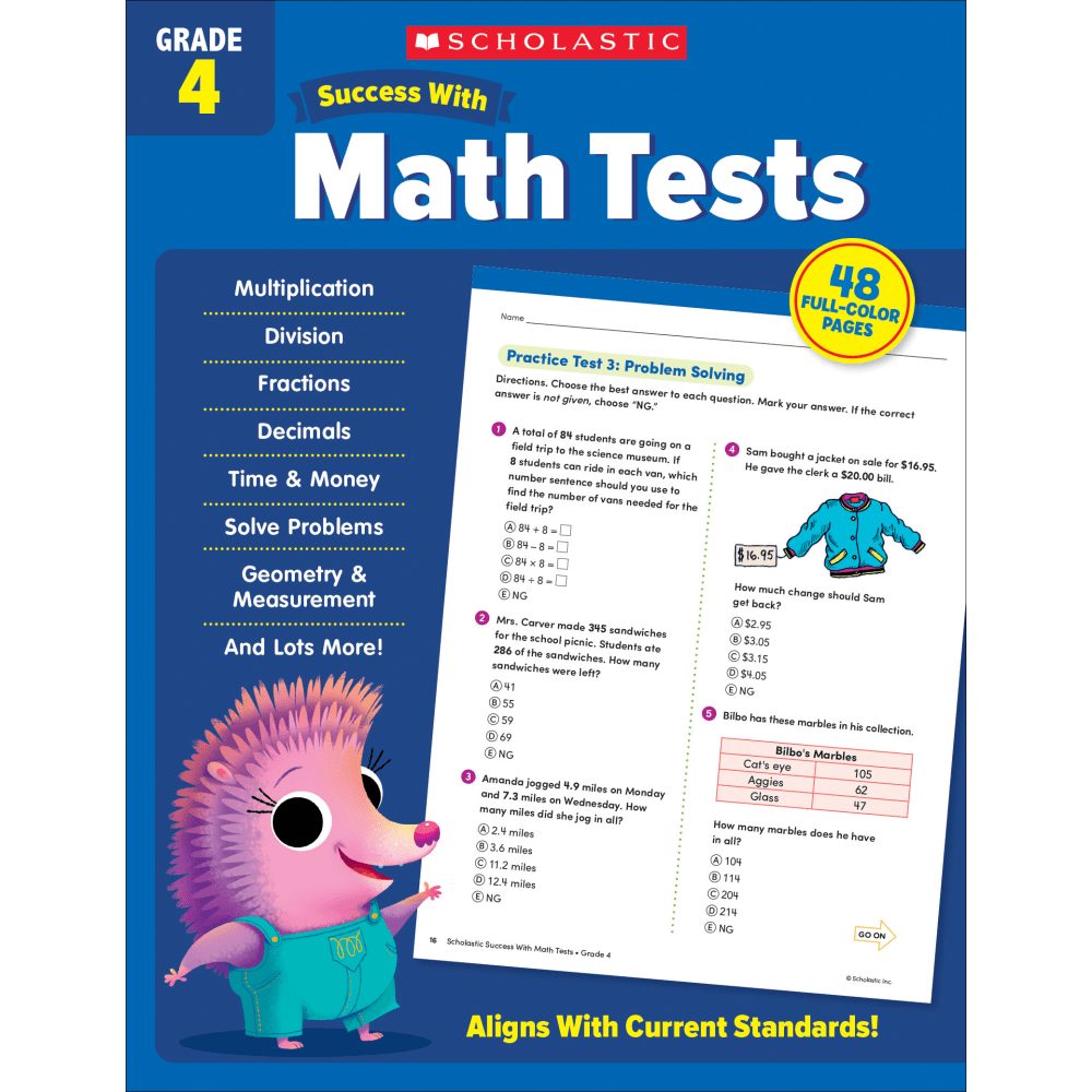 Scholastic Success With Math Tests Workbook, Grade 4