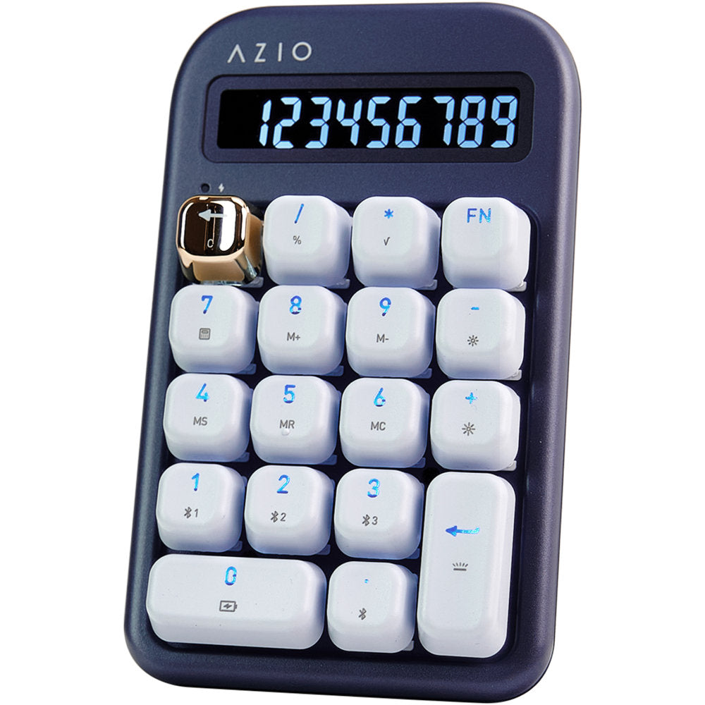 AZIO IZO Number Pad/Standalone Calculator, Blue Switches, Blue Iris, AZI917800F064