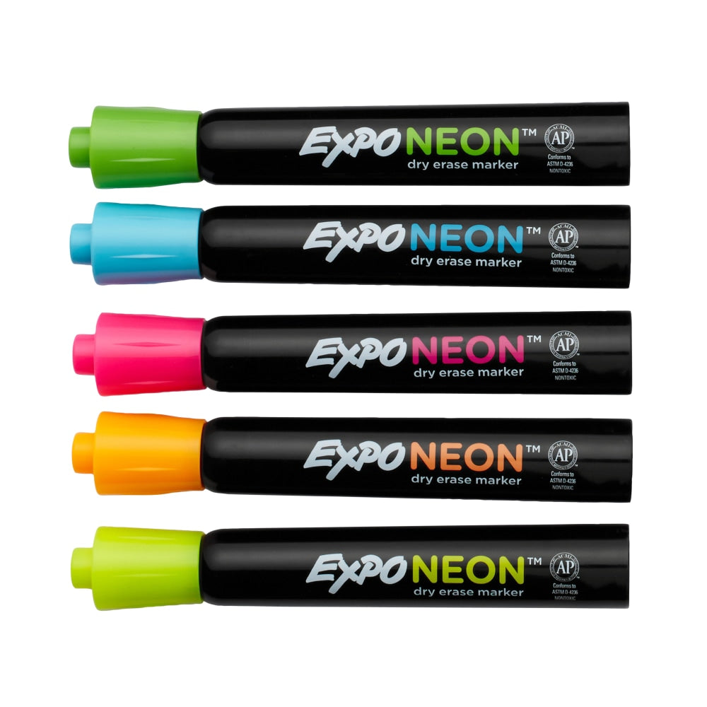 EXPO Neon Dry-Erase Markers, Assorted, Pack Of 5