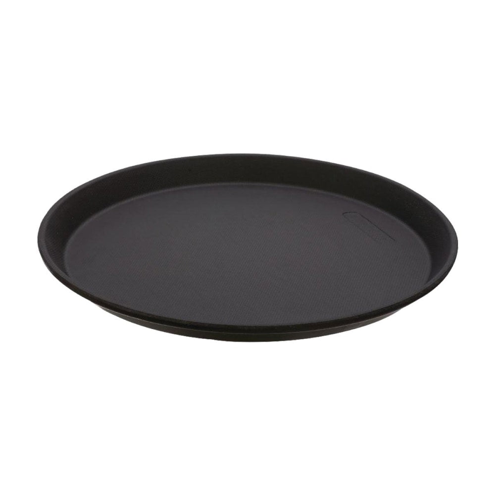 Cambro Camtread Round Non-Skid Serving Trays, 11in, Black, Pack Of 12 Trays