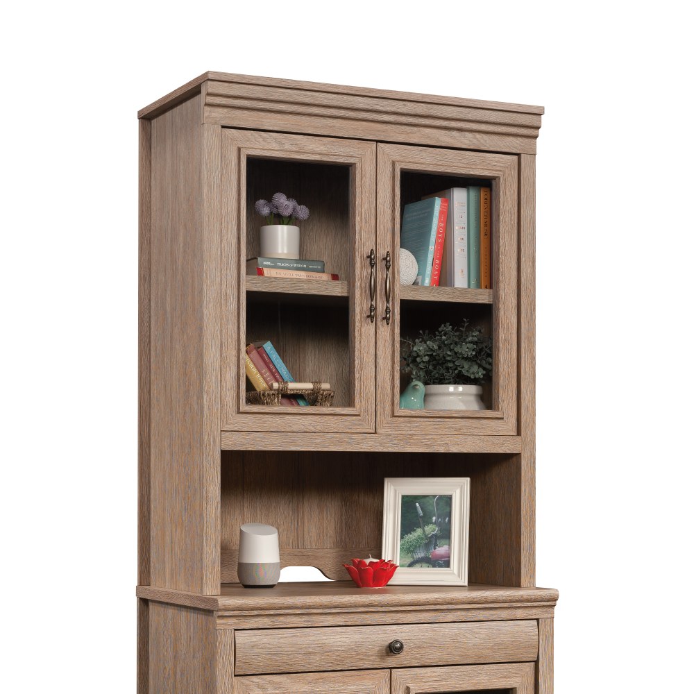 Sauder Rollingwood 32inW Library Hutch For Storage Or Filing Cabinet, Brushed Oak