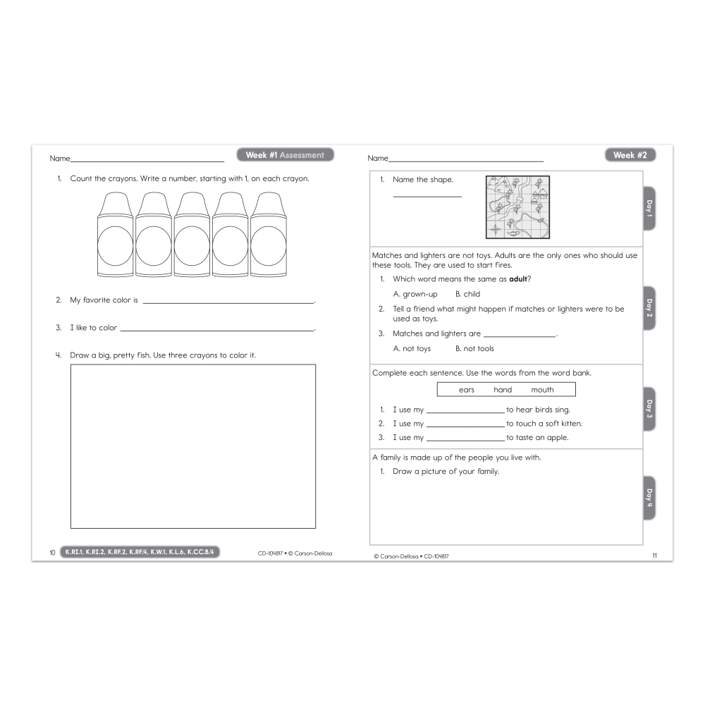 Carson-Dellosa Common Core 4 Today Workbook, Grade K