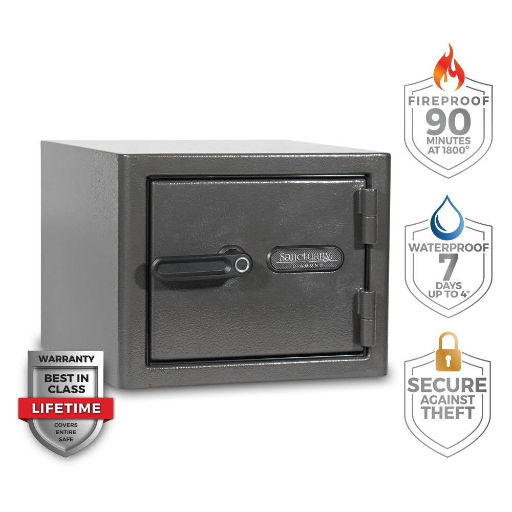 Sanctuary Diamond Biometric Lock Home/Office Safe, 0.79 Cu. Ft., Dark Grey Hammertone