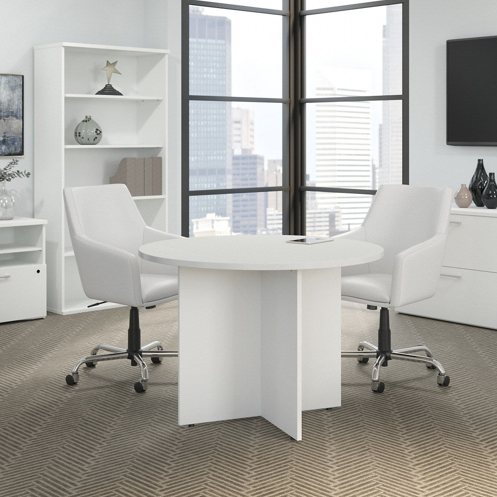 Bush Business Furniture 42in Round Conference Table, White, Standard Delivery