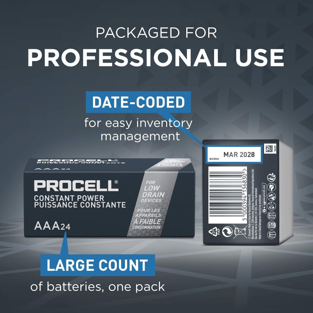 Procell AAA Alkaline Batteries, Box of 24