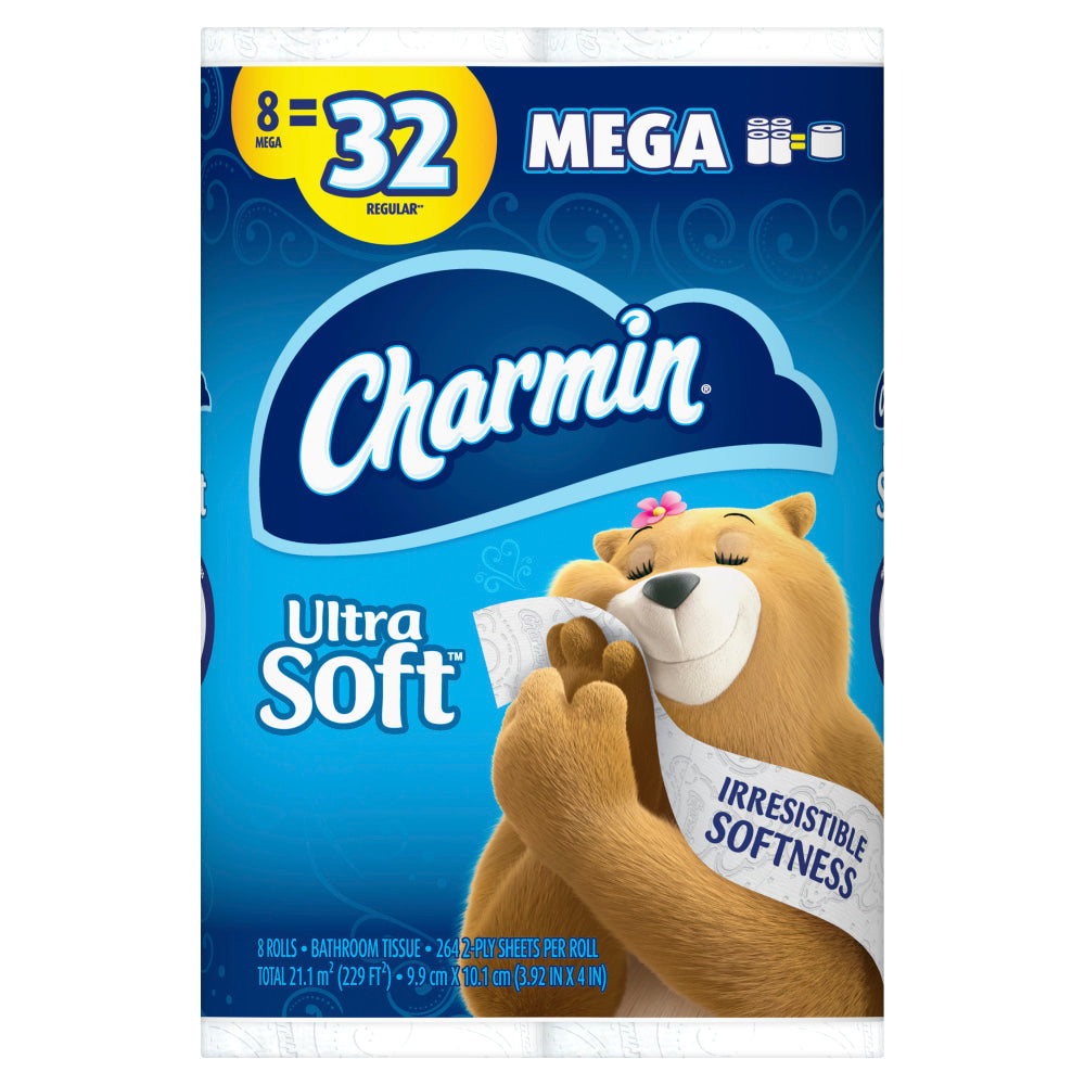 Charmin Ultra Soft 2-Ply Mega Roll Toilet Paper, 264 Sheets Per Roll, 8 Rolls Per Pack, Case Of 3 packs