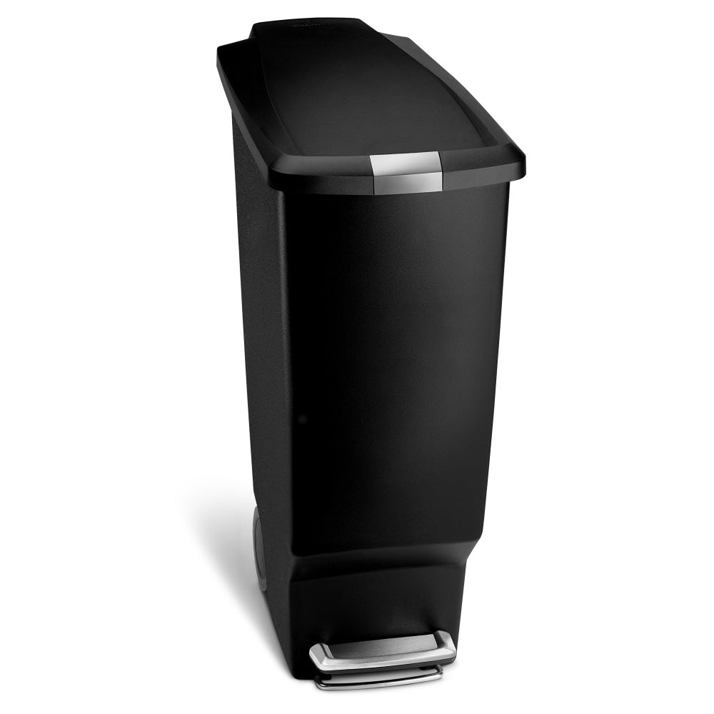 simplehuman Slim Step Can, 10.5 Gallons, Black Plastic