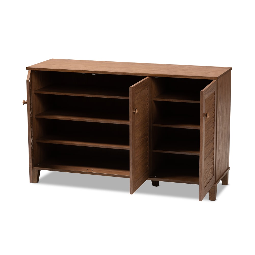 Baxton Studio Coolidge Finished 8-Shelf Wood Shoe Storage Cabinet, Walnut