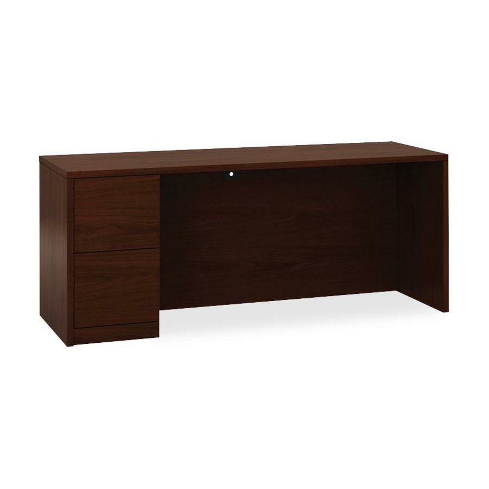 HON 10700 Series Left-Pedestal Credenza - 72in x 24in x 29.5in x 1.1in - 2 x File Drawer(s) - Single Pedestal on Left Side - Square Edge - Material: Wood - Finish: Laminate, Mahogany