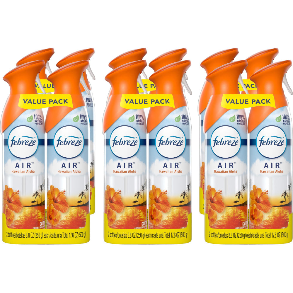 Febreze Hawaiian Air Spray Pack - Liquid - 8.8 fl oz (0.3 quart) - Hawaiian Aloha - 12 / Carton - Odor Neutralizer, VOC-free