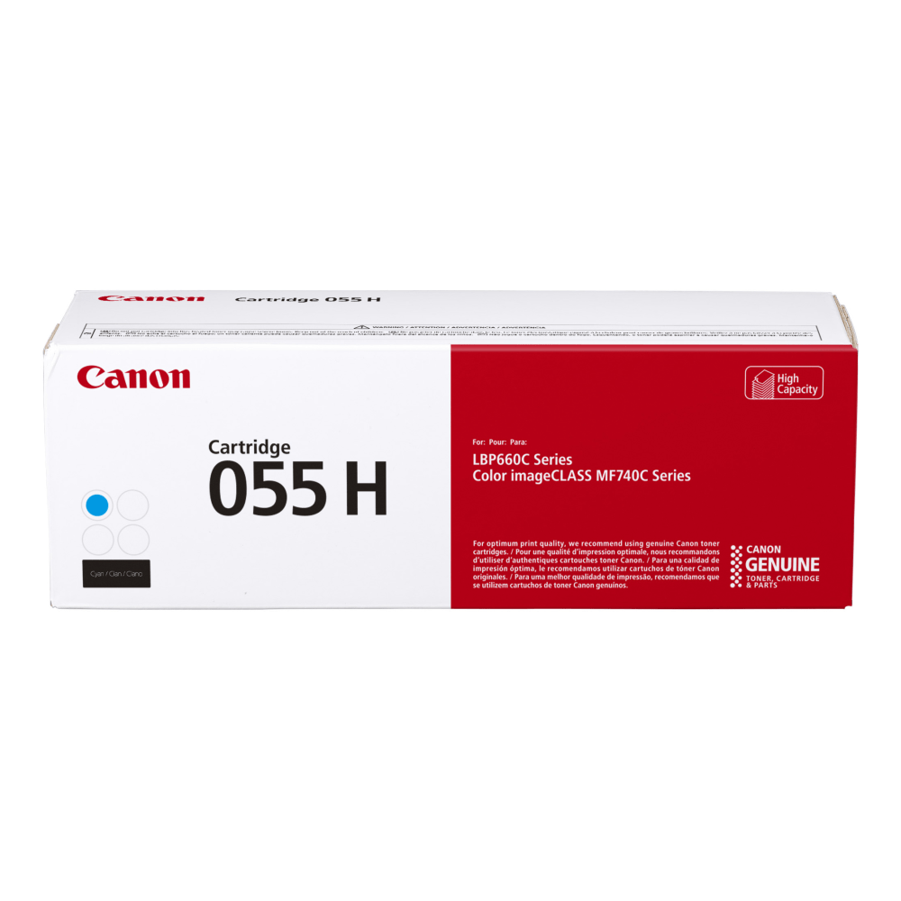 Canon 055H Cyan High Yield Toner Cartridge, 3019C001