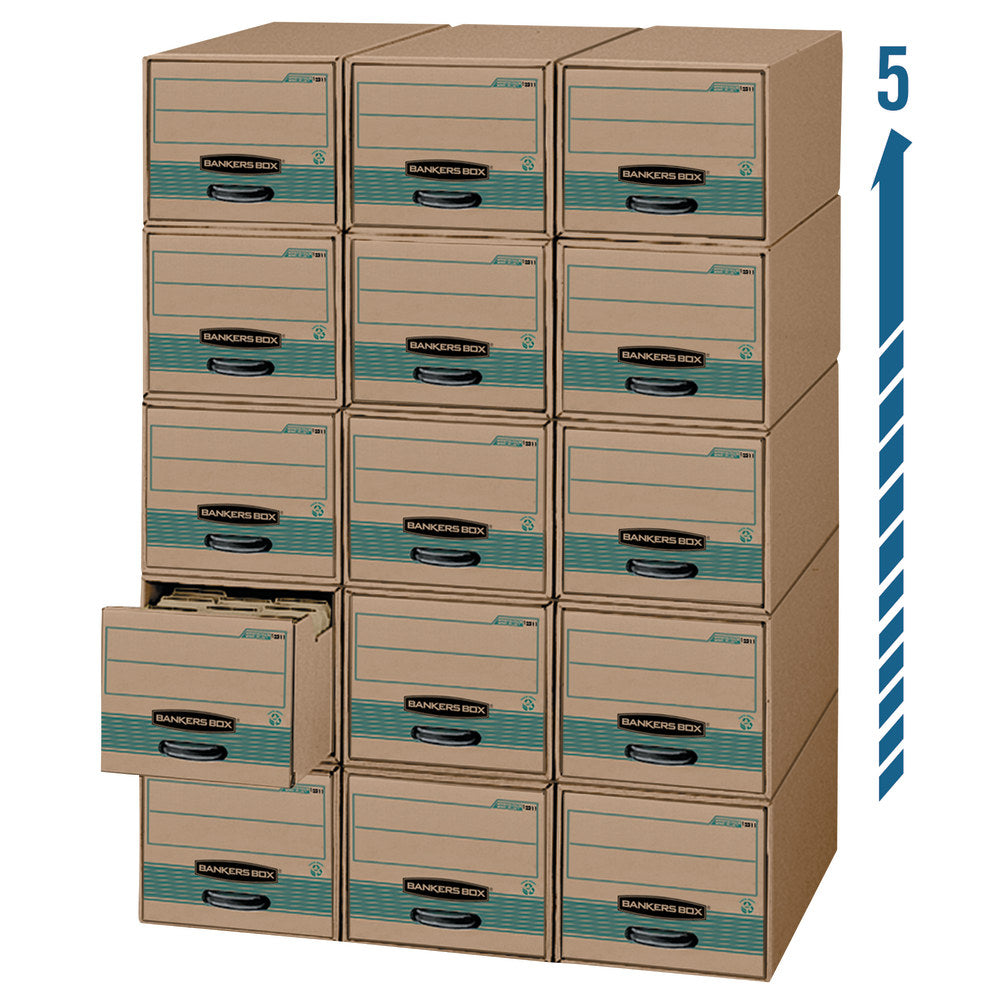 Bankers Box Stor/Drawer Steel Plus Drawer Files, Letter Size, 23 1/4in x 12 1/2in x 10 3/8in, 100% Recycled, Kraft/Green, Pack Of 6